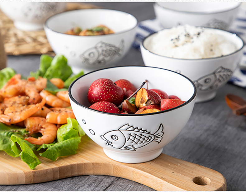 Japanese rice bowl, lovely move creative job suits for the microwave bowl of ikea with ceramic tableware ins