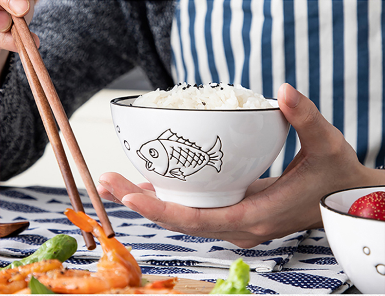 Japanese rice bowl, lovely move creative job suits for the microwave bowl of ikea with ceramic tableware ins