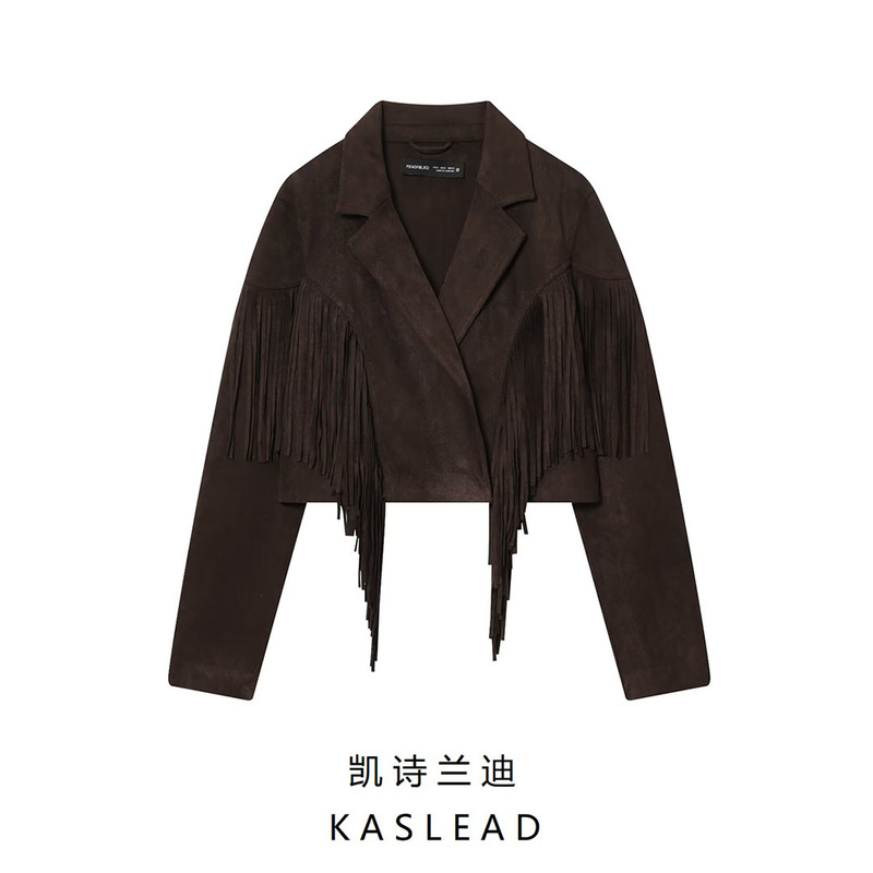 Kaslead New Women's Clothing European and American Style Fashionable Versatile Suede-Effect Tassel Jacket 4344632