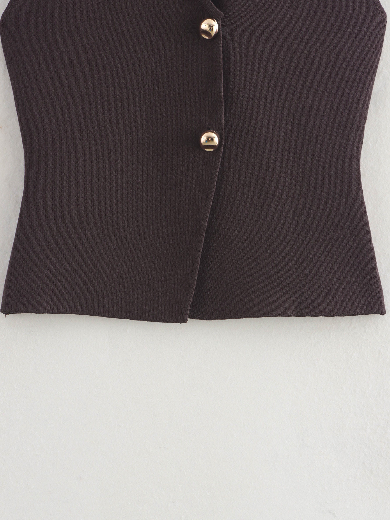 Женская жилетка kaslead 新款 女装 欧美风时尚简约金色纽扣饰针织背心式上衣