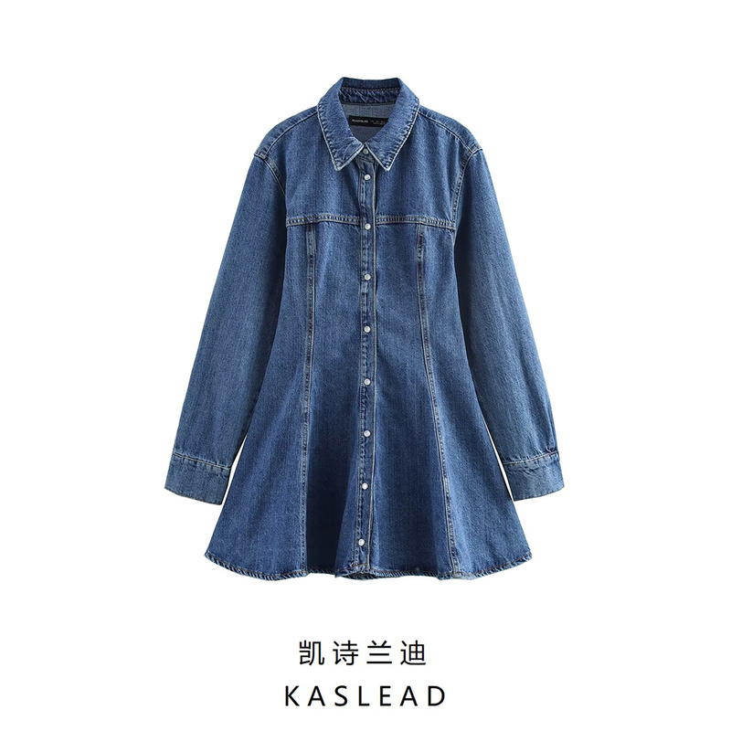 Kaslead New Women's Clothing European and American Style Fashion Simple Denim Mini Dress 8197083