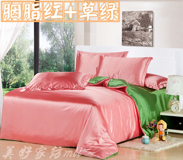 200 ngày lụa đích thực màu rắn lụa quilt cover mảnh duy nhất băng lụa quilt cover giường đôi duy nhất 1.5 giường 笠 mùa hè