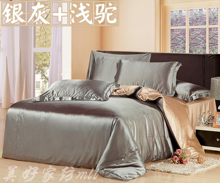 200 ngày lụa đích thực màu rắn lụa quilt cover mảnh duy nhất băng lụa quilt cover giường đôi duy nhất 1.5 giường 笠 mùa hè