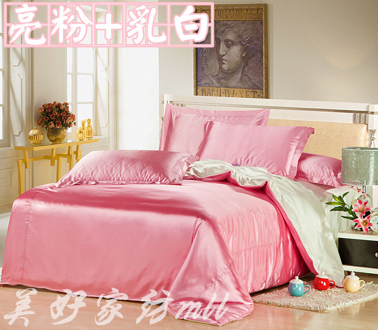 200 ngày lụa đích thực màu rắn lụa quilt cover mảnh duy nhất băng lụa quilt cover giường đôi duy nhất 1.5 giường 笠 mùa hè