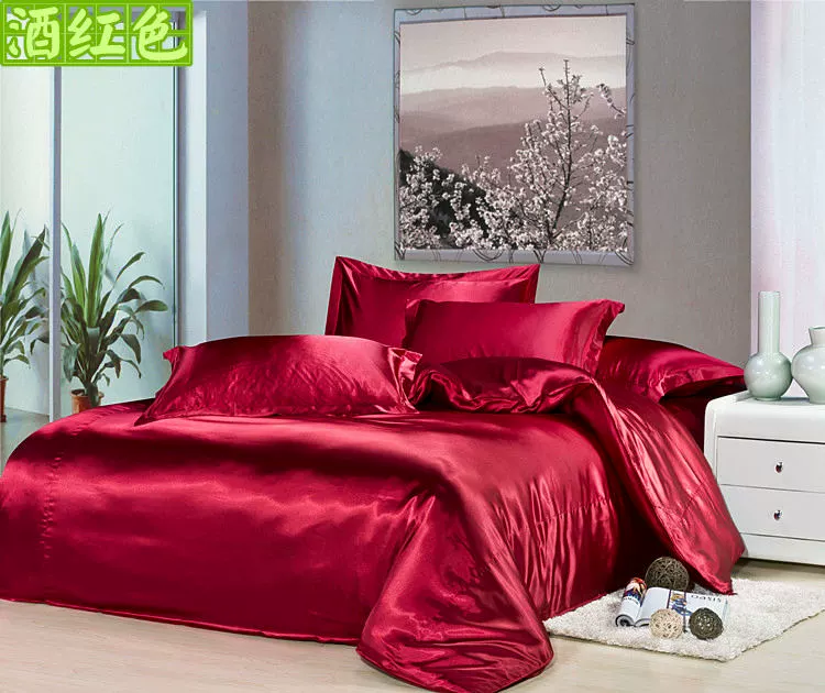 200 ngày lụa đích thực màu rắn lụa quilt cover mảnh duy nhất băng lụa quilt cover giường đôi duy nhất 1.5 giường 笠 mùa hè chăn ga gối đẹp