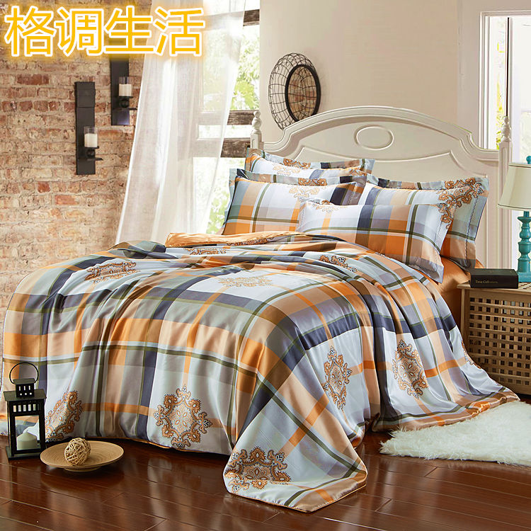 200 ngày lụa đích thực màu rắn lụa quilt cover mảnh duy nhất băng lụa quilt cover giường đôi duy nhất 1.5 giường 笠 mùa hè