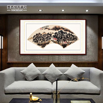 Hand-painted fan painting sketches landscape landscape painting Chinese painting works original living room hotel bedroom framed calligraphy painting