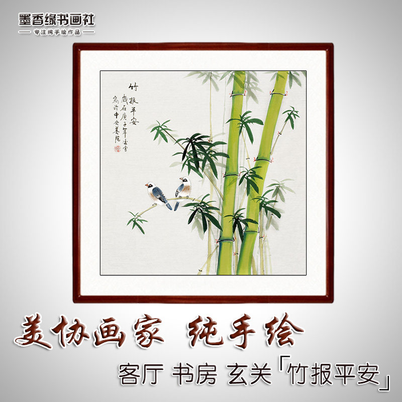 Pure hand-painted bamboo bucket bamboo bucket pieces hanging drawing room basalt library restaurant with frame decoration painting