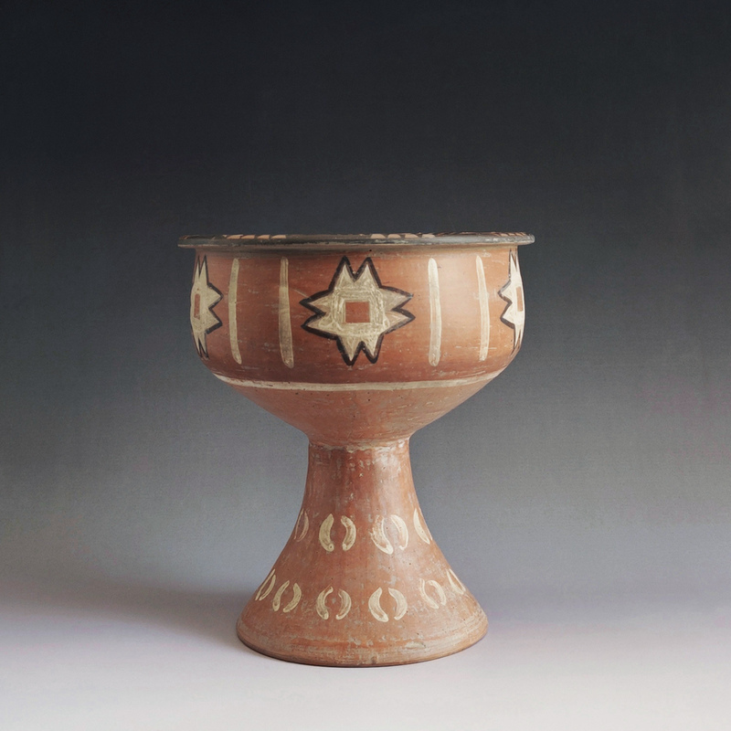 New Stone Age Dawenkou Culture Antique Octagonal Star Pattern Colored Pottery Bean, Shandong Tai'An Specialty Craft Pottery Ornament