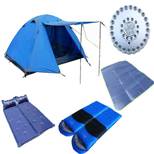 狂野者 帐篷户外 2人双层双门防雨帐篷套餐 露营7件套装装备