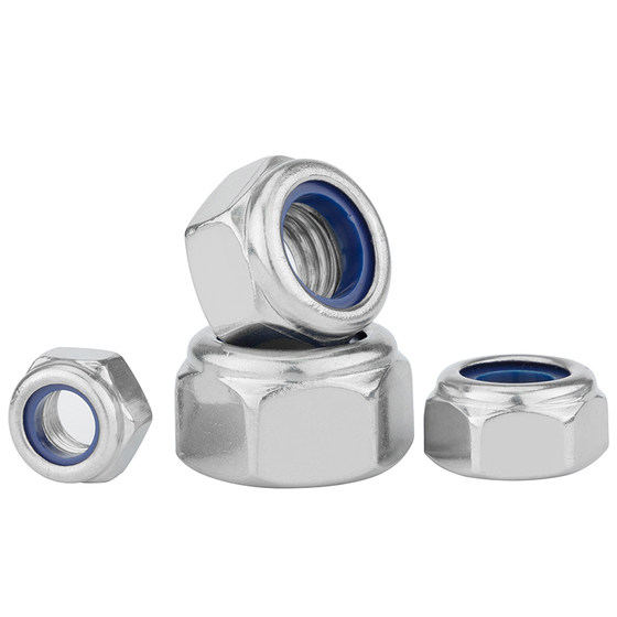 304 stainless steel anti-loosening nut 316 nylon self-locking anti-slip locking hexagonal nut M3M4M5M6M8M10M12