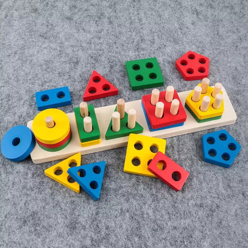 Mon geometric shapes Sleeves Paired Building Blocks Children 2-3 years 1 Early teaching Puzzle Assembling Education Stacks Letoys-Taobao