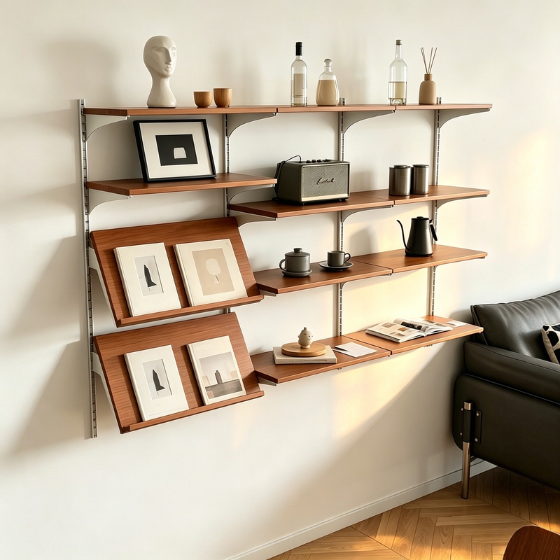 Vitsoe Wall-Mounted Storage Rack, Adjustable Solid Wood Wall Bookshelf, Decorative Rack, Display Rack
