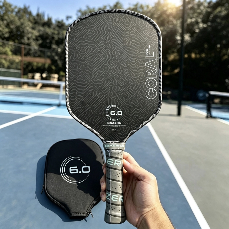 2026 New Six Zero Coral Pro 16mm Pickleball Paddle 6.0 Carbon Fiber Heat-Pressed Competition Paddle