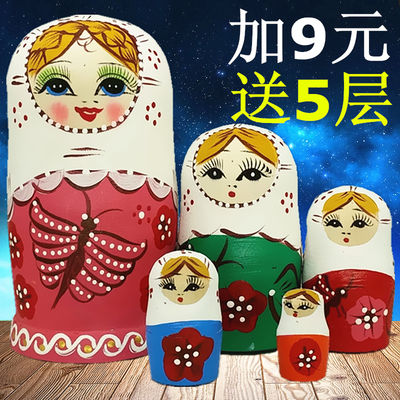 Russian-style matryoshka dolls, 5-layer genuine, handcrafted, colorful children's educational toy gift, free shipping, made of basswood