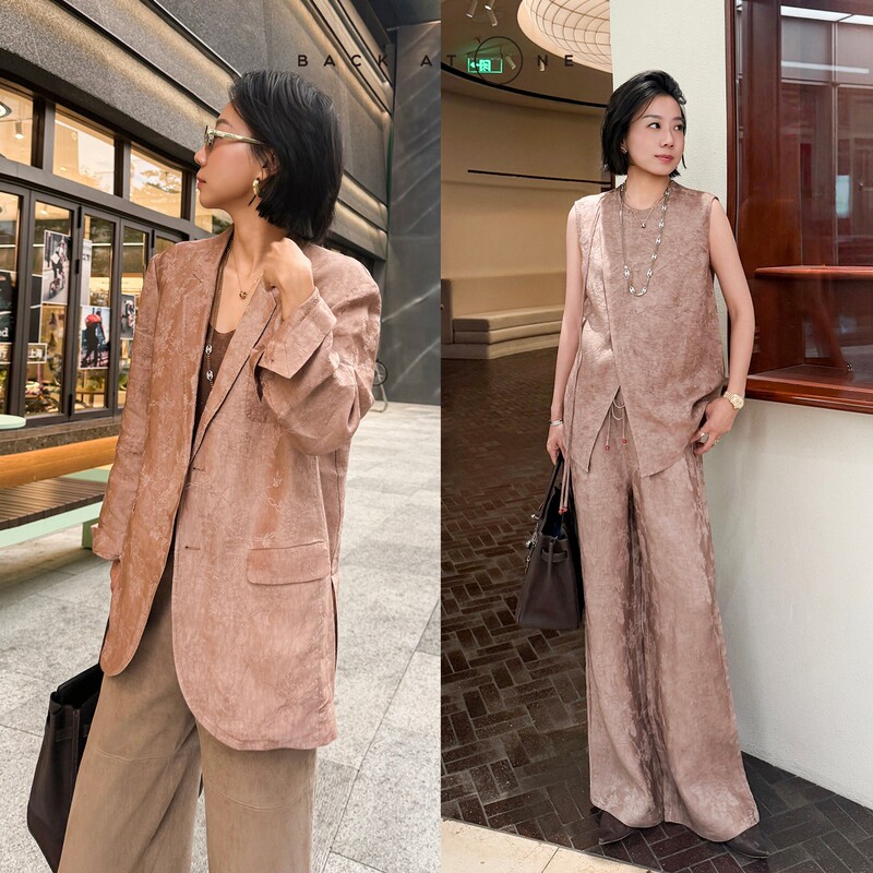 Backatone "Desert Sunset" Silk Blend High-End Casual Suit/Vest/Pants Set Backatone "Desert Sunset" Silk Blend High-End Casual Suit/Vest/Pants Set