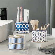 Light luxury ceramic electric toothbrush holder household toilet multifunctional toothpaste toothbrush barrel comb storage rack