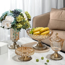 Nordic fruit plate living room household decorations three-piece crystal glass candy cans ashtray model room soft