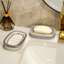 Soap Rack Soap Box Ceramic Double Drain Soapbox Creative Toilet Soap Box Light Lavish Soap Shelve