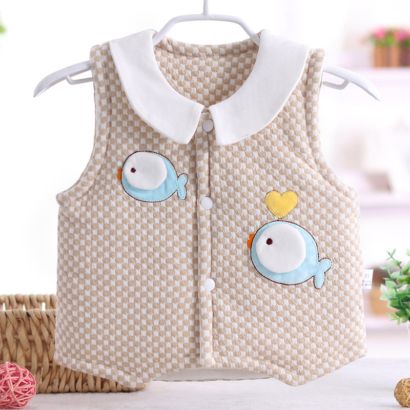 Baby waistcoat Autumn Winter Thickening baby Shoulder Warm Newborn Vest Mclip Cotton male and female Children 0-1-2 years old