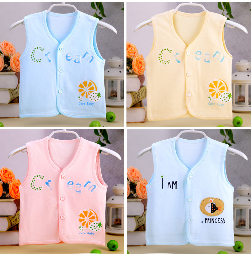 Bé vest vest mùa xuân và mùa thu phần mỏng cotton sơ sinh trẻ sơ sinh áo ghi lê chàng trai và cô gái bé vest mùa hè vest