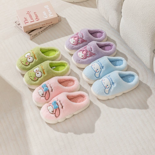 Hello kitty, зимние детские удерживающие тепло тапочки, семейный стиль