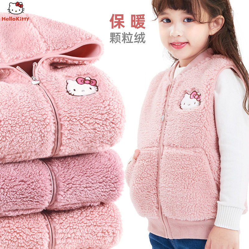 Girl vest fleece children's autumn winter vest little girl baby wear plus fleece thick shoulder foreign gas horse clip