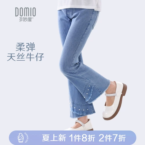 Летние детские штаны, весенние джинсовые штаны-клёш, подходит для подростков, в западном стиле, детская одежда