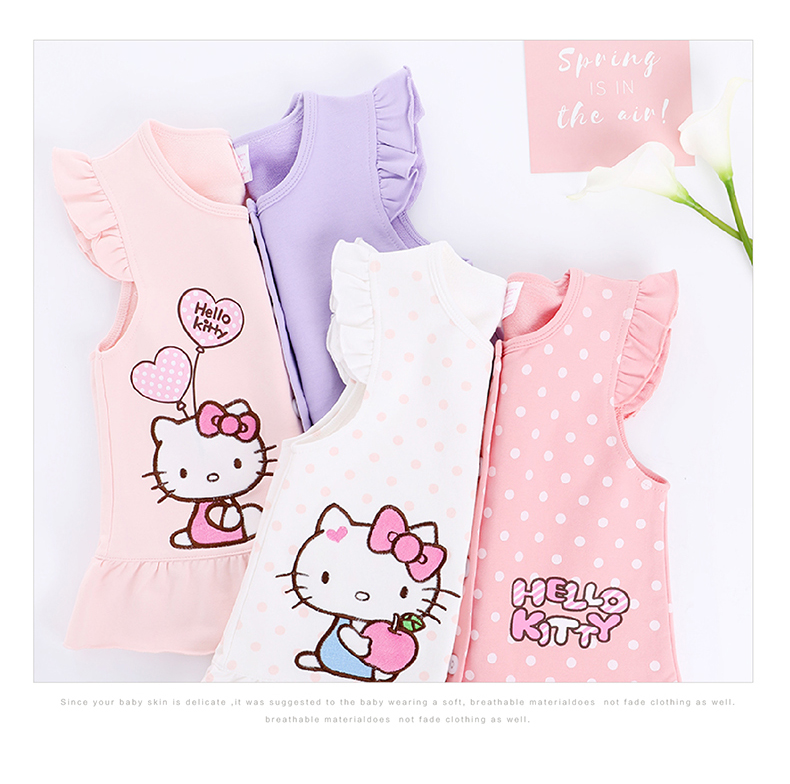 HelloKitty trẻ em bông vest vest nút cardigan lá sen quần áo trẻ em mùa xuân và mùa thu vest vest