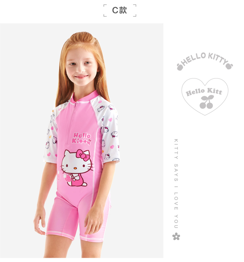 Áo tắm trẻ em Hello Kitty cô gái Xiêm khô nhanh ngắn tay cậu bé lớn sinh viên lướt phù hợp với cô gái bé áo tắm