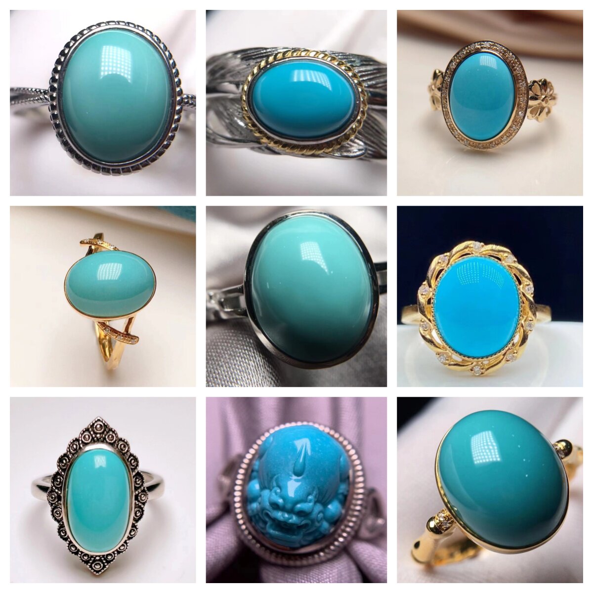 Hubei Shiyan natural ore turquoise women's ring