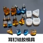 Hoa tai Khuôn silicon Hoa tai Bông tai Hình vuông nhỏ Kitten Tam giác Khuôn mẫu Pha lê Trang sức Epoxy - Tự làm khuôn nướng khuôn làm bánh flan