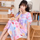 Long cotton silk nightdress fat mm200Jin [Jin is equal to 0.5 kg] summer short-sleeved rayon dress loose plus-size pregnant women home clothes