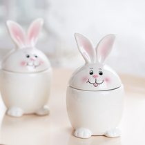 ChaoMeng cute home decoration piece creative ring containing box of white rabbit jewelry box bunny jar