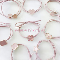 Teenage girls heart brief about 100 hitch a sweet and bright sheet Loving Four Leaves Straw Pentagram Small Bear Hair Rope Pink Hair Ring F11
