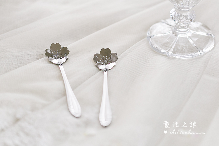 Nhật Bản phong cách thép không gỉ dễ thương hoa cà phê thìa tráng miệng muỗng muối gia vị thìa cá tính khuấy thìa anh đào nhỏ thìa - Cà phê phin pha cafe