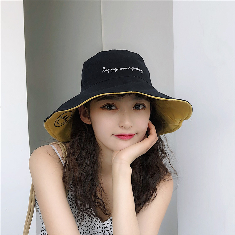 Fisherman hat female summer net red sun hat big edge hat Korean version of the hat to cover the face of the wild Japanese double-sided sun hat