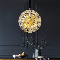  Postmodern chandelier All Copper light luxury simple Nordic living room Dining room Bedroom crystal lamp Entrance staircase lamp