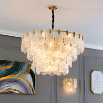  Postmodern all-copper chandelier Nordic simple living room lamp Dining room bedroom European atmosphere creative light luxury crystal lamp