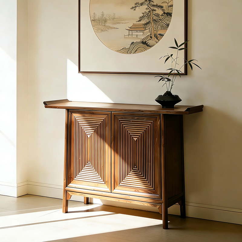 New Chinese-Style Song-Style Aesthetic Entryway Cabinet, North American Black Walnut Wood, Modern Minimalist Decorative Cabinet for Living Room, Bedroom Storage Cabinet