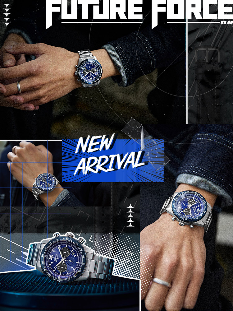 Citizen Official Flagship Store Ff Series Trendy Casual Fashion Steel Band Kinetic Energy Men's Watch Ca4554