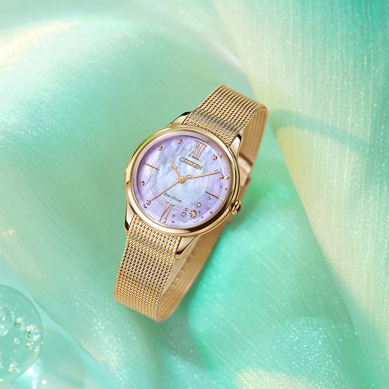 Citizen Official Kinetic Energy Movement Mother-Of-Pearl Dial Milanese Strap Fashionable Casual Women's Watch Em0817