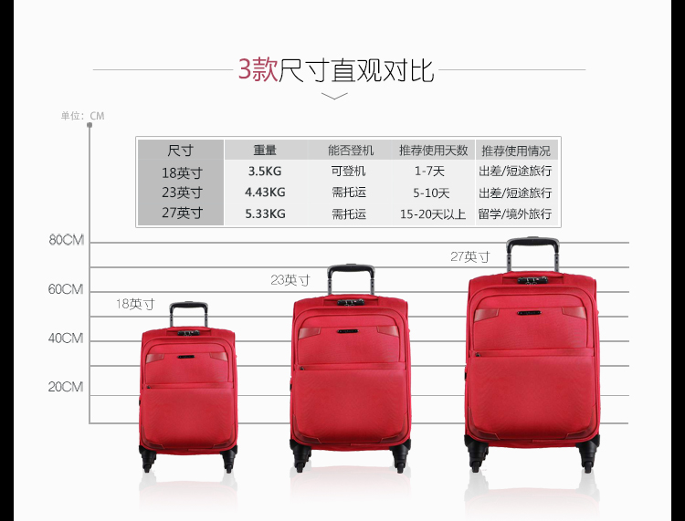 Nhà ngoại giao mở rộng trường hợp xe đẩy hộp mềm vào vali hành lý hộp vải du lịch loạt DE-1536 balo kéo