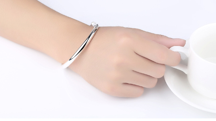 Vòng đeo tay bằng bạc nguyên chất S999, vòng tay tròn bằng bạc mịn bụng gửi mẹ gửi sinh nhật cho bé vòng cuff bạc
