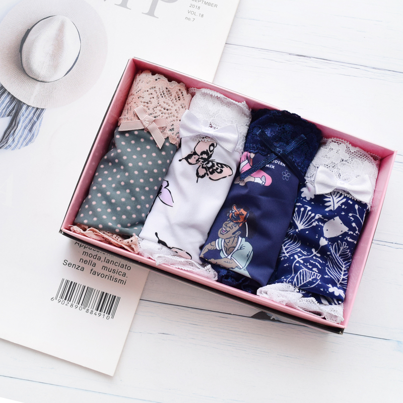 4-Pack of Ultra-Comfortable and Sexy Women's Ice Silk Panties, Victoria Pink Milk Silk, Ultra-Thin, Low-Waist, Solid Color