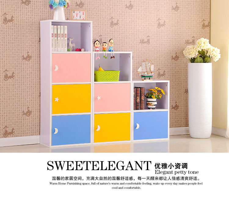 tủ sách kết hợp kệ sách đơn giản kẻ sọc tủ kết hợp tủ lưu trữ trẻ em đặc biệt của tủ kệ sách đơn giản - Buồng tủ quần áo nhựa mini