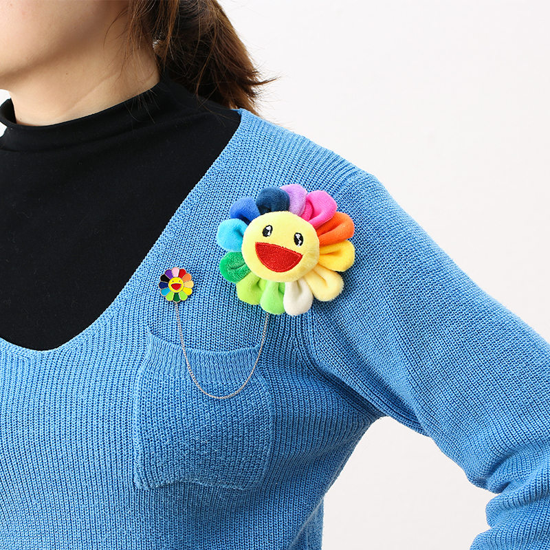 Brooch, Smiley Face, Colorful Sunflower Hairpin, Metal Badge Pin, Backpack Pendant, Bag Accessory