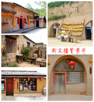 New fast hand network anchor shot joke video background cloth rural old house 3D three-dimensional background cave