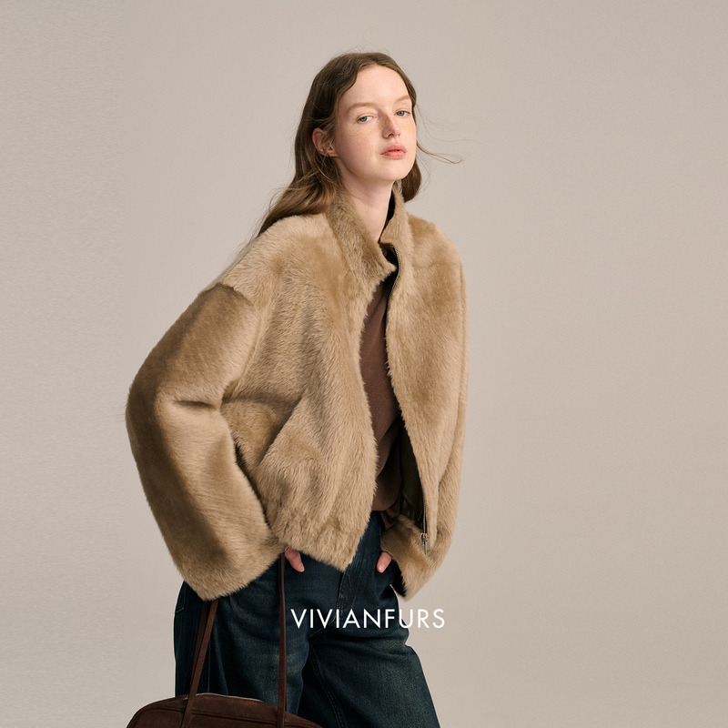 Imported A-Grade Merino Lamb Fur Integrated Coat for Women, Genuine Leather Cocoon-Shaped Jacket | Half-Ripe Plums