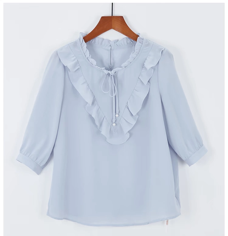 Quần áo nữ M L [by] quầy giảm giá thương hiệu áo sơ mi cotton mùa hè màu hồng đích thực năm điểm áo sơ mi ngắn tay - Áo sơ mi áo sơ mi nữ cao cấp hàng hiệu